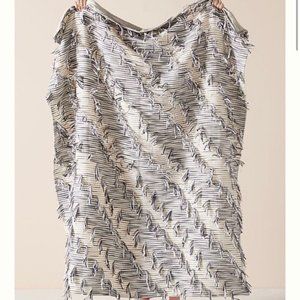 Anthropologie Jorja Textured Fringe Throw Blanket NWT 50x60 inches Black White